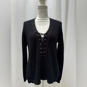 Black Lace-Up Women's Sweater